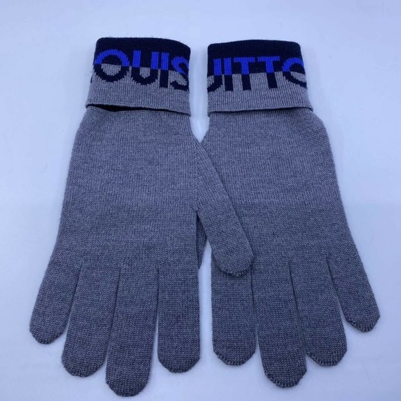 New Louis Vuitton 100% Wool Gray Horizon Gloves - Picture 8 of 9
